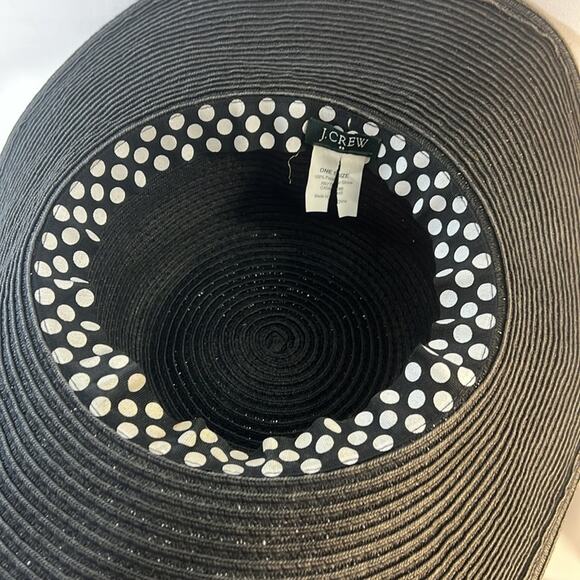 J. CREW Black FAUX STRAW SUN HAT SZ ONE SIZE - Picture 9 of 9